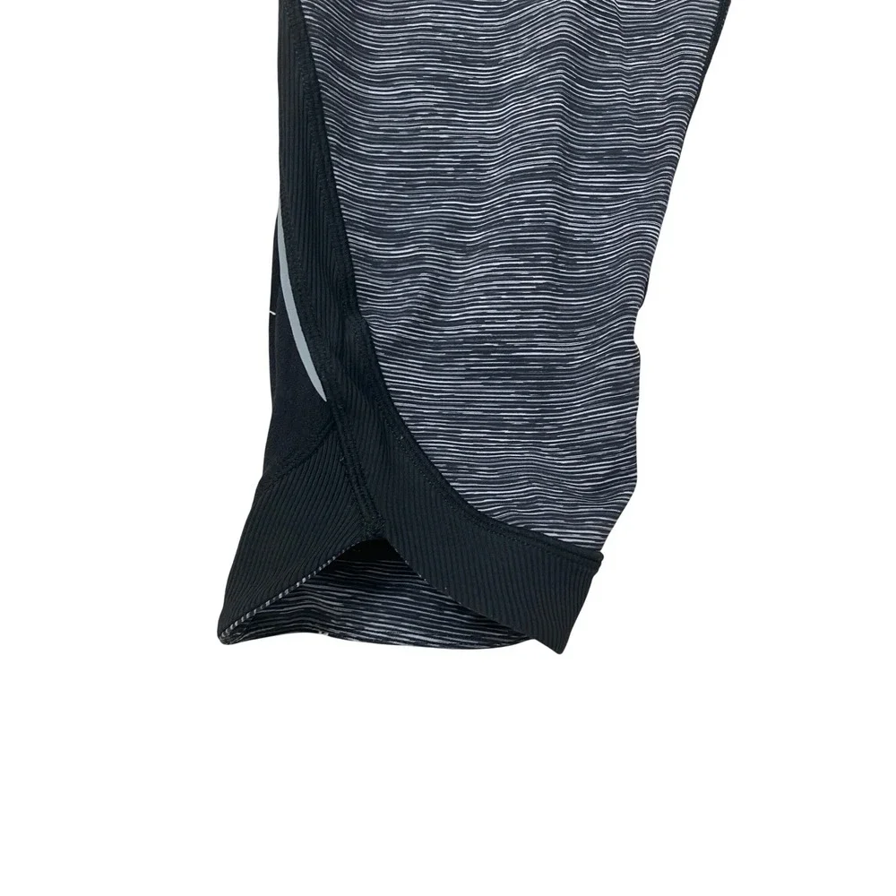 Lululemon Wunder Under Crop Leggings Black Grey Heathered Zip Pocket Size 10‎